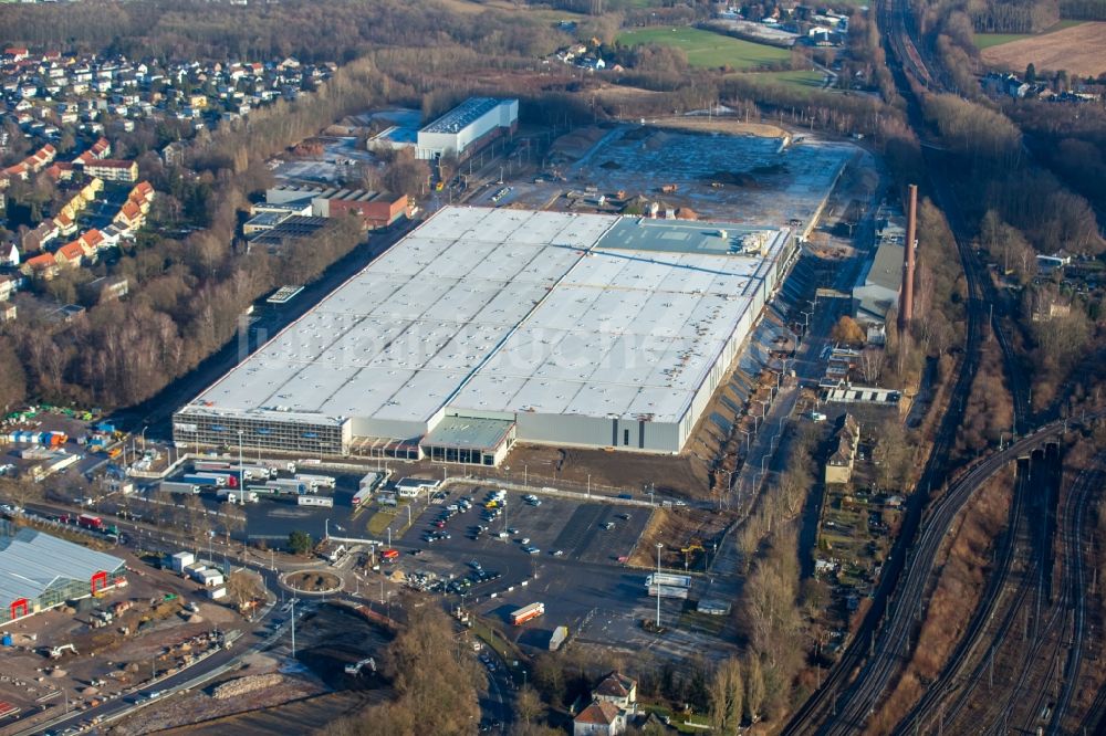 Bochum von oben - Baustelle zum Neubau eines Opel Warenverteilzentrums im Ortsteil Langendreer in Bochum im Bundesland Nordrhein-Westfalen