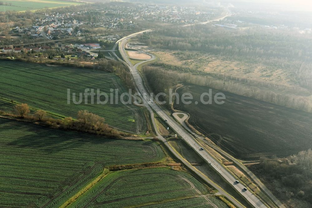 Brieskow-Finkenheerd aus der Vogelperspektive: Baustelle zum Neubau der OU Ortsumfahrung der Bundesstraße B112 in Brieskow-Finkenheerd im Bundesland Brandenburg