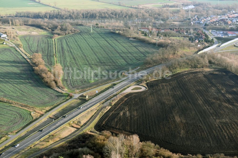 Brieskow-Finkenheerd von oben - Baustelle zum Neubau der OU Ortsumfahrung der Bundesstraße B112 in Brieskow-Finkenheerd im Bundesland Brandenburg