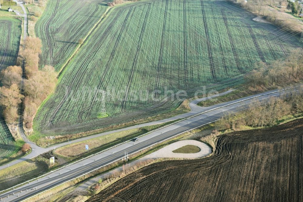 Luftbild Brieskow-Finkenheerd - Baustelle zum Neubau der OU Ortsumfahrung der Bundesstraße B112 in Brieskow-Finkenheerd im Bundesland Brandenburg