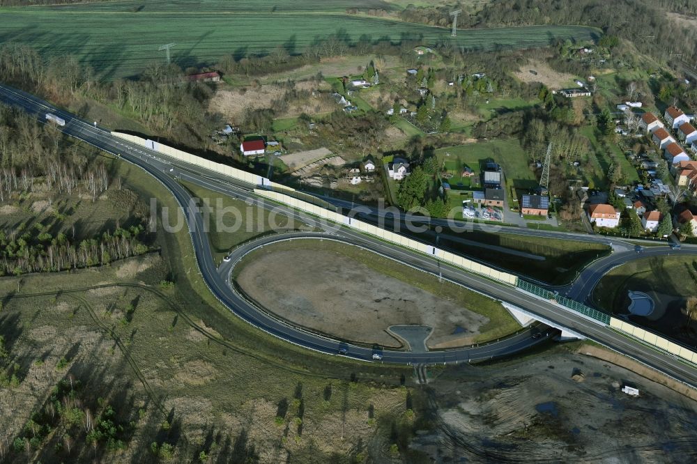 Brieskow-Finkenheerd aus der Vogelperspektive: Baustelle zum Neubau der OU Ortsumfahrung der Bundesstraße B112 in Brieskow-Finkenheerd im Bundesland Brandenburg