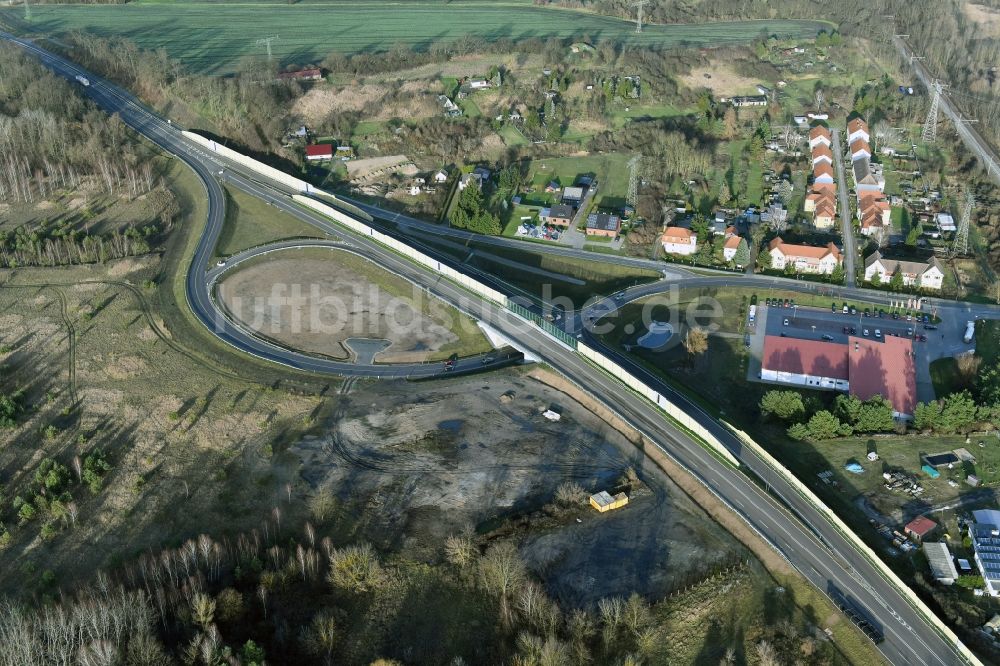 Luftbild Brieskow-Finkenheerd - Baustelle zum Neubau der OU Ortsumfahrung der Bundesstraße B112 in Brieskow-Finkenheerd im Bundesland Brandenburg