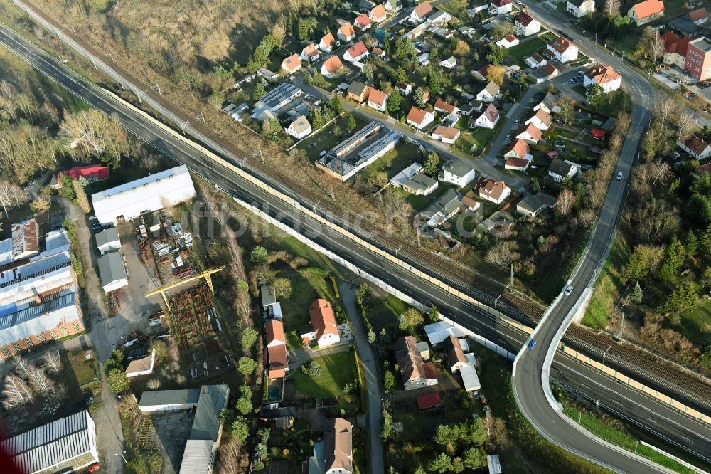 Brieskow-Finkenheerd aus der Vogelperspektive: Baustelle zum Neubau der OU Ortsumfahrung der Bundesstraße B112 in Brieskow-Finkenheerd im Bundesland Brandenburg