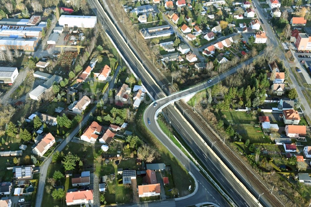 Luftaufnahme Brieskow-Finkenheerd - Baustelle zum Neubau der OU Ortsumfahrung der Bundesstraße B112 in Brieskow-Finkenheerd im Bundesland Brandenburg