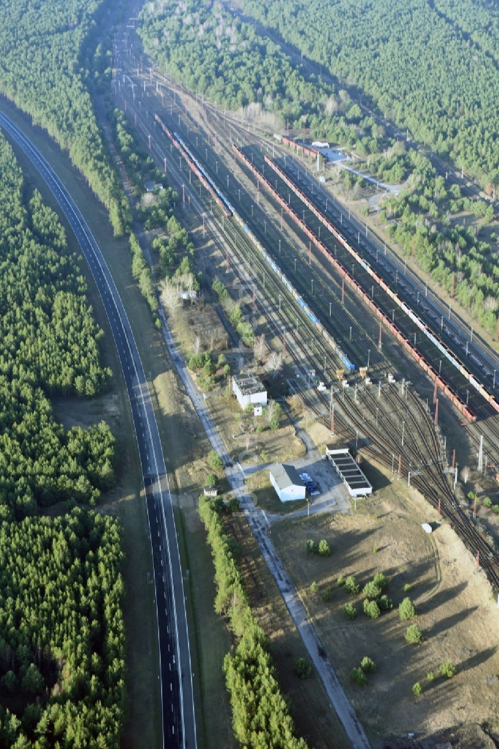 Luftbild Brieskow-Finkenheerd - Baustelle zum Neubau der OU Ortsumfahrung der Bundesstraße B112 in Brieskow-Finkenheerd im Bundesland Brandenburg