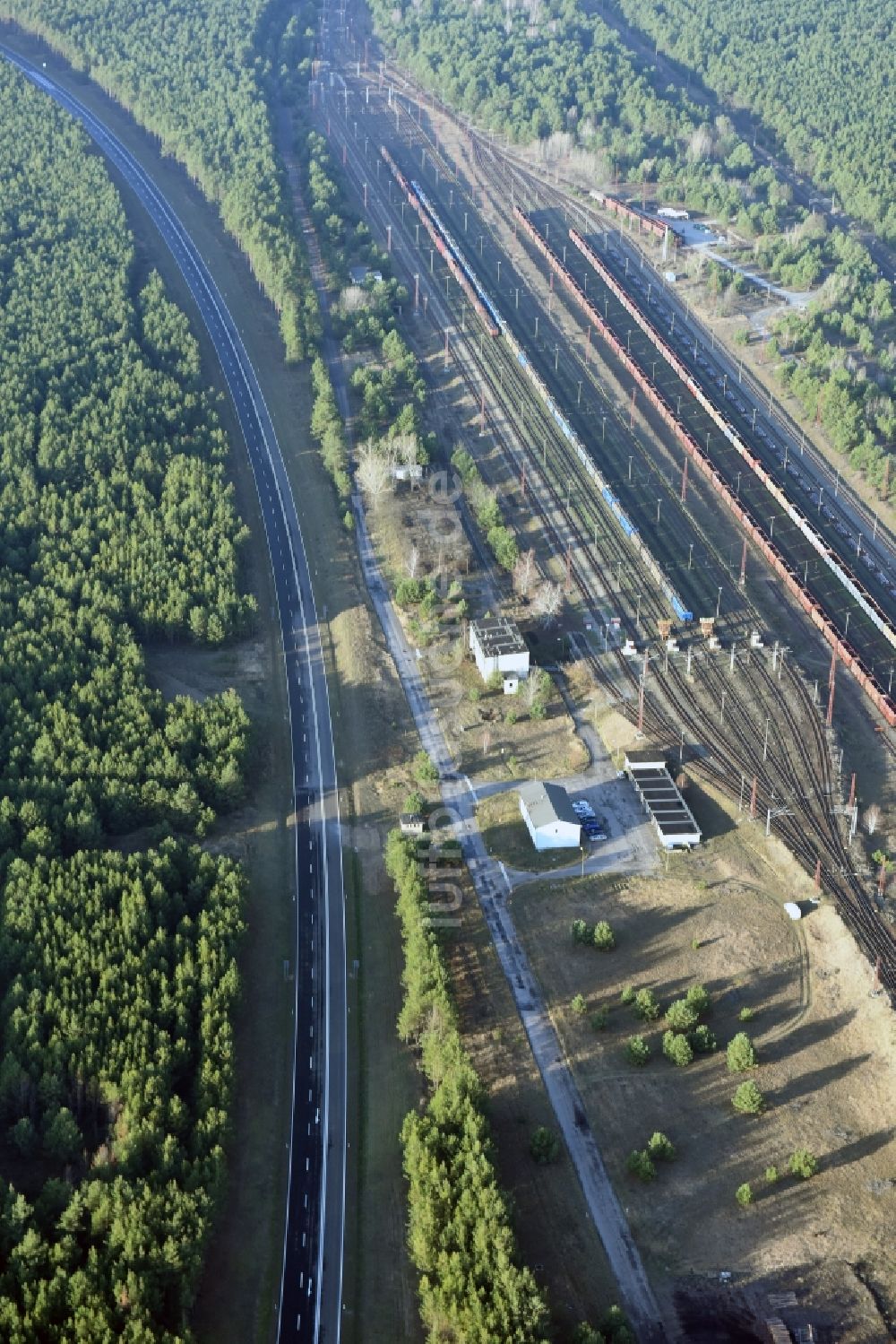 Luftaufnahme Brieskow-Finkenheerd - Baustelle zum Neubau der OU Ortsumfahrung der Bundesstraße B112 in Brieskow-Finkenheerd im Bundesland Brandenburg