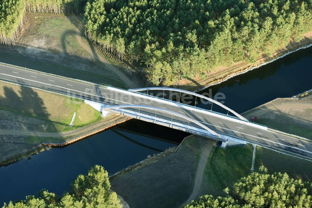 Brieskow-Finkenheerd von oben - Baustelle zum Neubau der OU Ortsumfahrung der Bundesstraße B112 in Brieskow-Finkenheerd im Bundesland Brandenburg