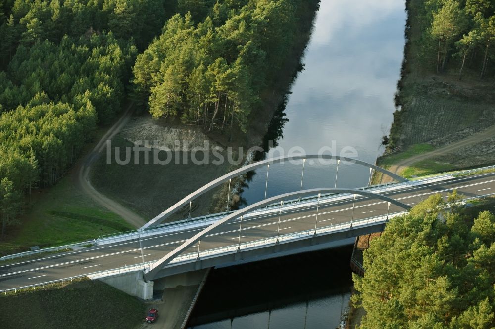 Luftaufnahme Brieskow-Finkenheerd - Baustelle zum Neubau der OU Ortsumfahrung der Bundesstraße B112 in Brieskow-Finkenheerd im Bundesland Brandenburg