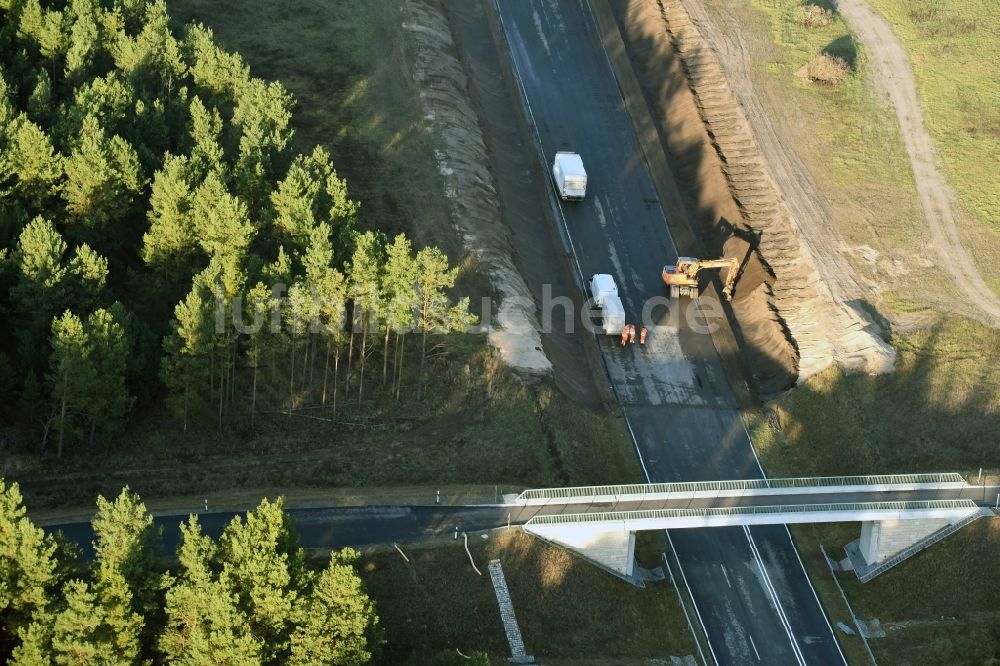 Luftbild Brieskow-Finkenheerd - Baustelle zum Neubau der OU Ortsumfahrung der Bundesstraße B112 in Brieskow-Finkenheerd im Bundesland Brandenburg