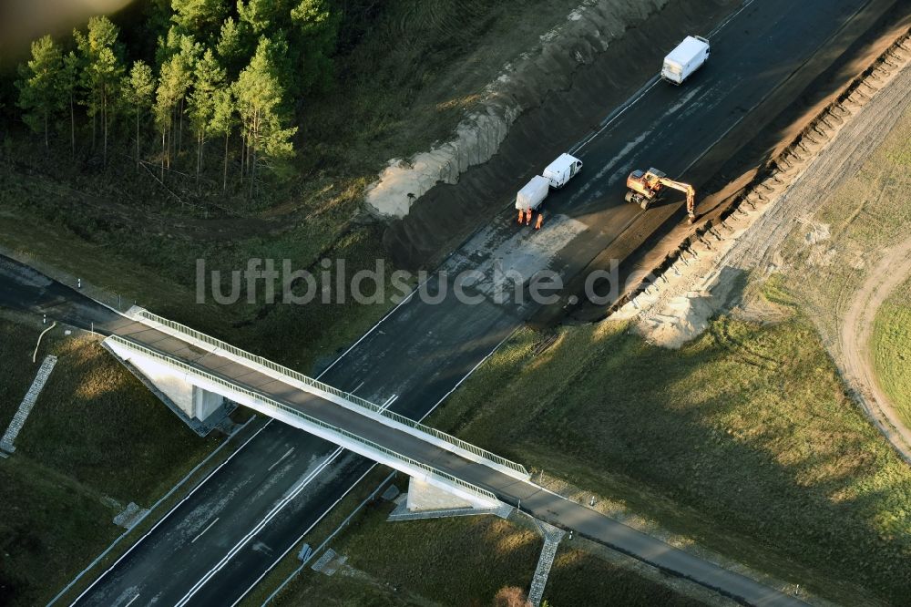 Brieskow-Finkenheerd von oben - Baustelle zum Neubau der OU Ortsumfahrung der Bundesstraße B112 in Brieskow-Finkenheerd im Bundesland Brandenburg