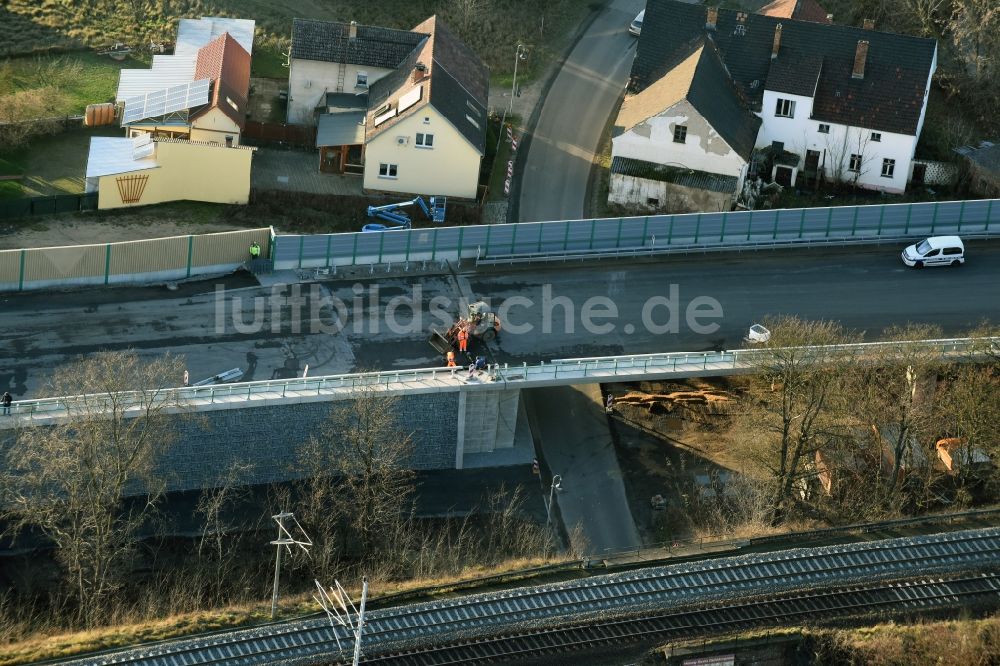 Brieskow-Finkenheerd von oben - Baustelle zum Neubau der OU Ortsumfahrung der Bundesstraße B112 in Brieskow-Finkenheerd im Bundesland Brandenburg