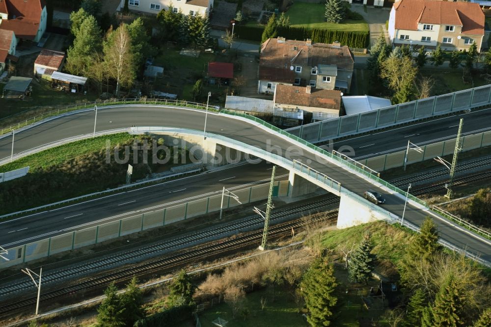 Brieskow-Finkenheerd aus der Vogelperspektive: Baustelle zum Neubau der OU Ortsumfahrung der Bundesstraße B112 in Brieskow-Finkenheerd im Bundesland Brandenburg