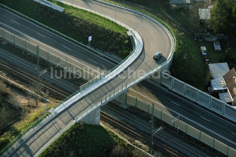 Brieskow-Finkenheerd von oben - Baustelle zum Neubau der OU Ortsumfahrung der Bundesstraße B112 in Brieskow-Finkenheerd im Bundesland Brandenburg