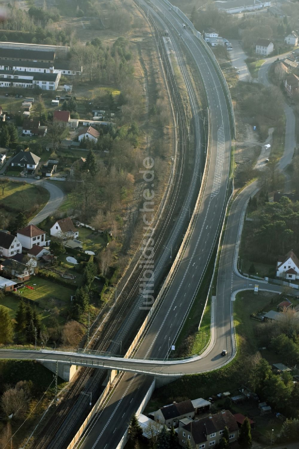 Brieskow-Finkenheerd aus der Vogelperspektive: Baustelle zum Neubau der OU Ortsumfahrung der Bundesstraße B112 in Brieskow-Finkenheerd im Bundesland Brandenburg