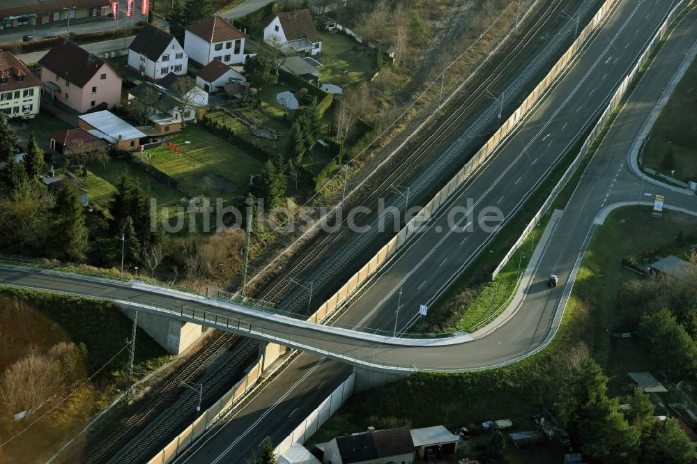 Luftbild Brieskow-Finkenheerd - Baustelle zum Neubau der OU Ortsumfahrung der Bundesstraße B112 in Brieskow-Finkenheerd im Bundesland Brandenburg