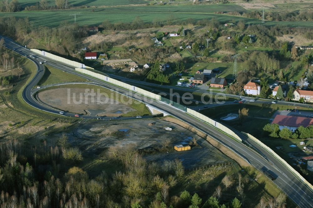 Luftbild Brieskow-Finkenheerd - Baustelle zum Neubau der OU Ortsumfahrung der Bundesstraße B112 in Brieskow-Finkenheerd im Bundesland Brandenburg