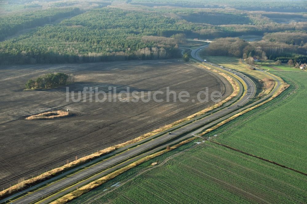 Luftbild Brieskow-Finkenheerd - Baustelle zum Neubau der OU Ortsumfahrung der Bundesstraße B112 in Brieskow-Finkenheerd im Bundesland Brandenburg