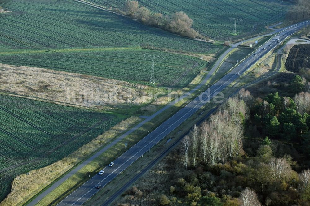 Brieskow-Finkenheerd von oben - Baustelle zum Neubau der OU Ortsumfahrung der Bundesstraße B112 in Brieskow-Finkenheerd im Bundesland Brandenburg