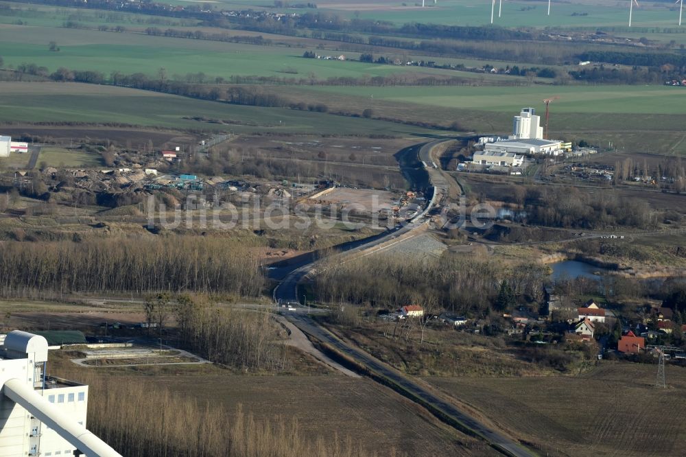 Herzfelde von oben - Baustelle zum Neubau der OU Ortsumgehung der Bundesstraße B 1n Herzfelde im Bundesland Brandenburg