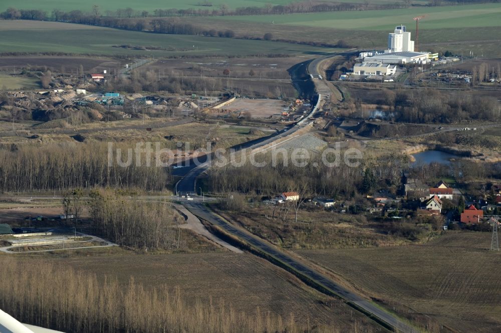 Herzfelde aus der Vogelperspektive: Baustelle zum Neubau der OU Ortsumgehung der Bundesstraße B 1n Herzfelde im Bundesland Brandenburg