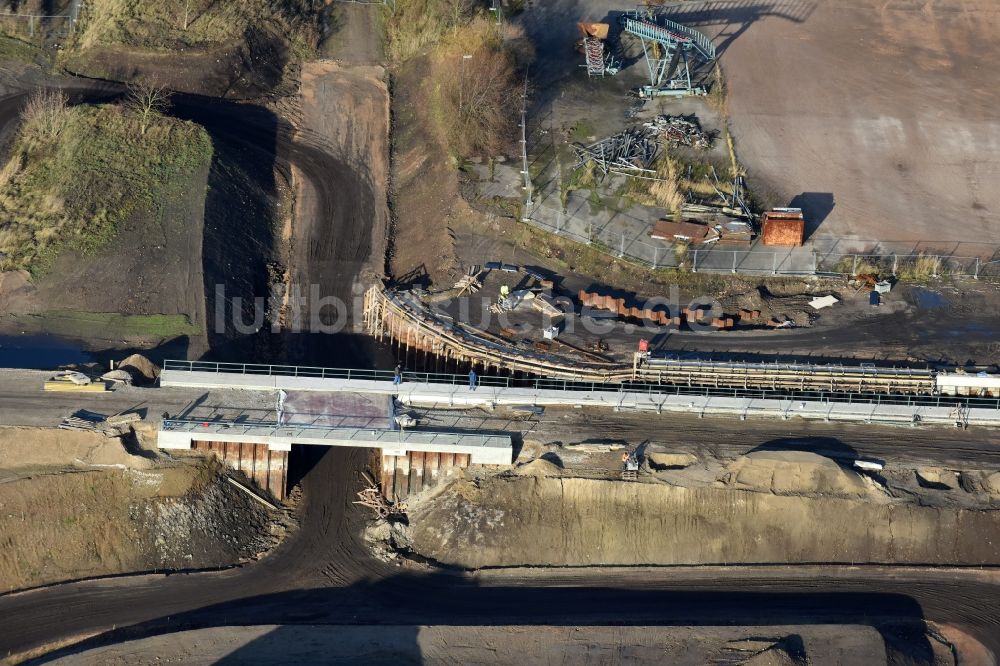 Luftbild Herzfelde - Baustelle zum Neubau der OU Ortsumgehung der Bundesstraße B 1n Herzfelde im Bundesland Brandenburg