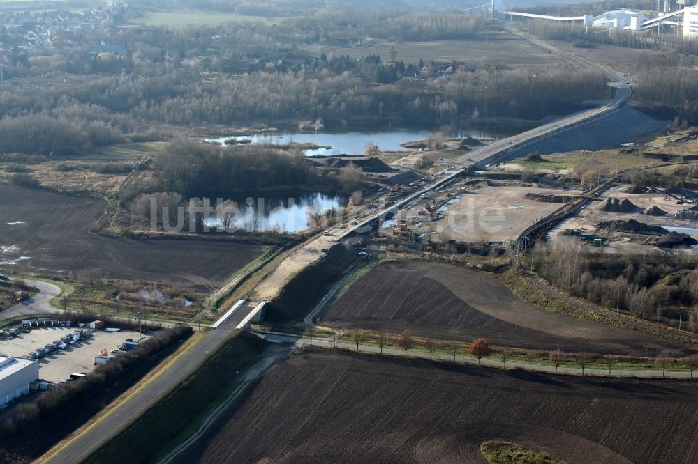 Luftaufnahme Herzfelde - Baustelle zum Neubau der OU Ortsumgehung der Bundesstraße B 1n Herzfelde im Bundesland Brandenburg