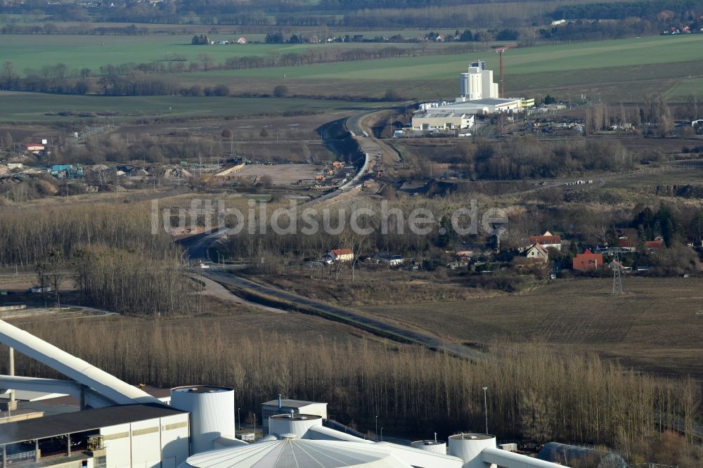 Luftaufnahme Herzfelde - Baustelle zum Neubau der OU Ortsumgehung der Bundesstraße B 1n Herzfelde im Bundesland Brandenburg