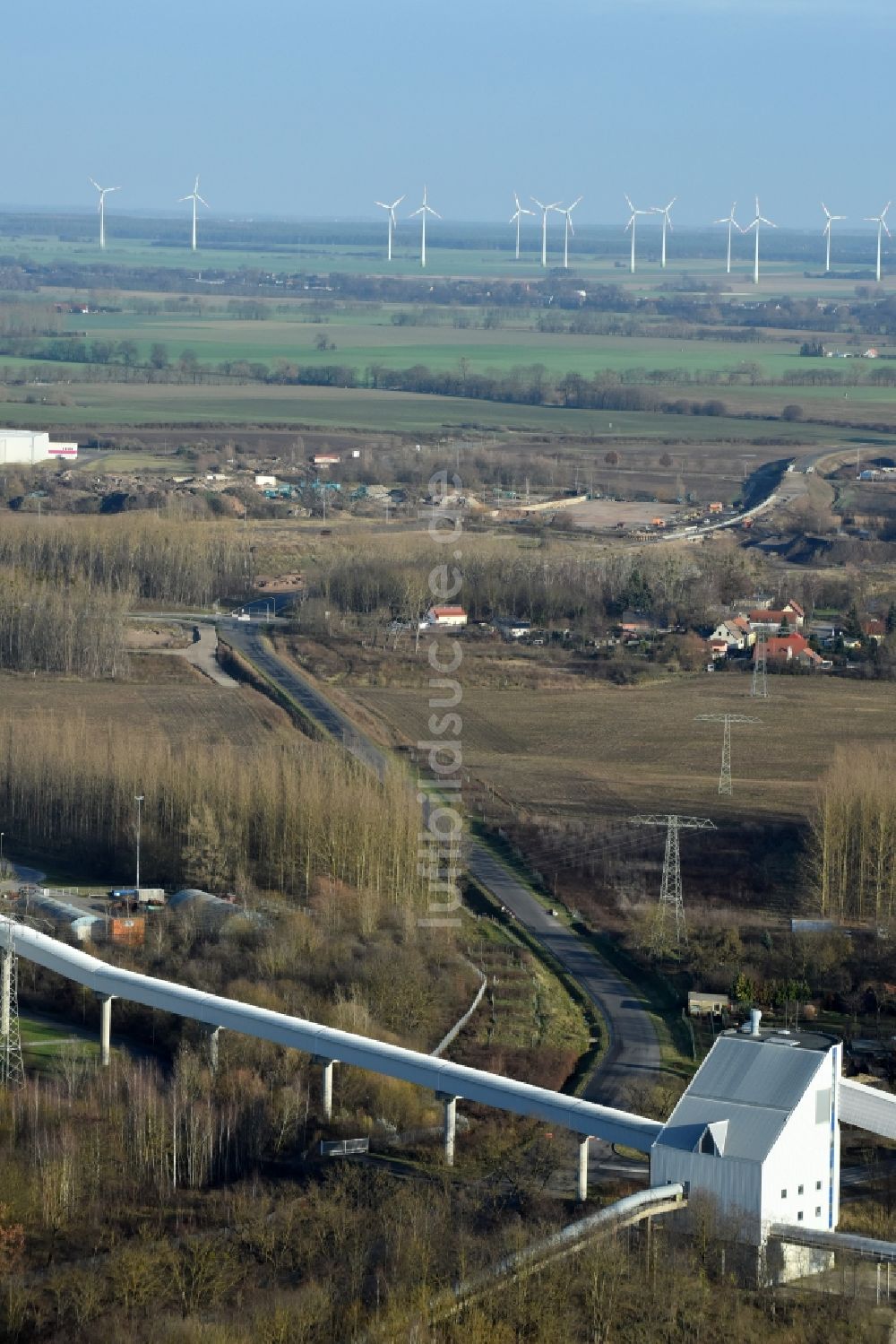 Luftbild Herzfelde - Baustelle zum Neubau der OU Ortsumgehung der Bundesstraße B 1n Herzfelde im Bundesland Brandenburg