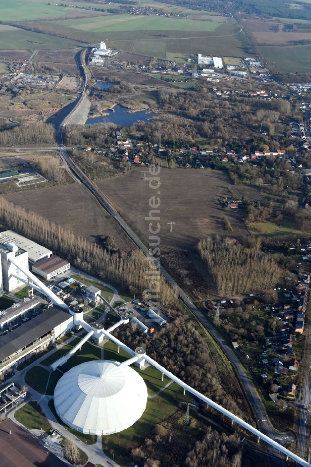 Herzfelde von oben - Baustelle zum Neubau der OU Ortsumgehung der Bundesstraße B 1n Herzfelde im Bundesland Brandenburg