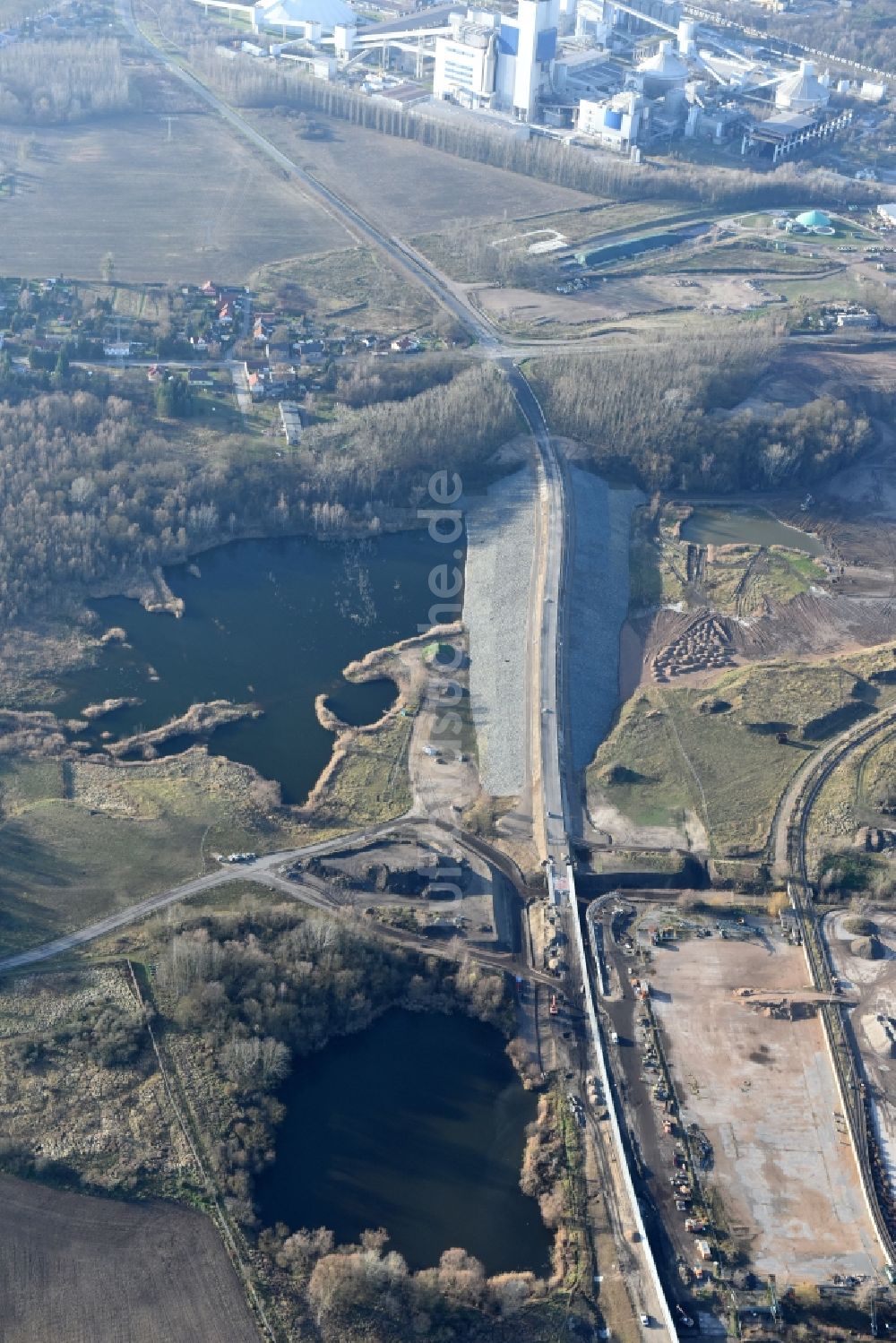 Herzfelde von oben - Baustelle zum Neubau der OU Ortsumgehung der Bundesstraße B 1n Herzfelde im Bundesland Brandenburg