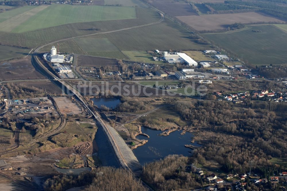 Luftbild Herzfelde - Baustelle zum Neubau der OU Ortsumgehung der Bundesstraße B 1n Herzfelde im Bundesland Brandenburg