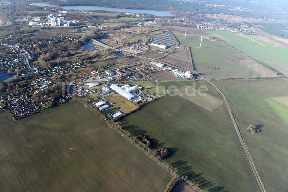 Luftaufnahme Herzfelde - Baustelle zum Neubau der OU Ortsumgehung der Bundesstraße B 1n Herzfelde im Bundesland Brandenburg