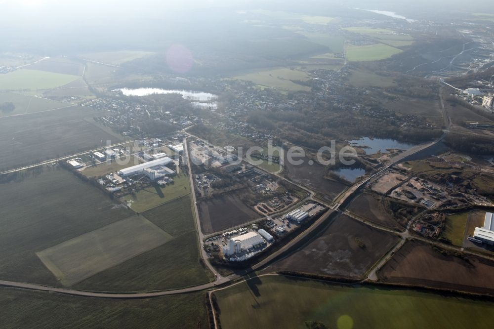 Herzfelde aus der Vogelperspektive: Baustelle zum Neubau der OU Ortsumgehung der Bundesstraße B 1n Herzfelde im Bundesland Brandenburg