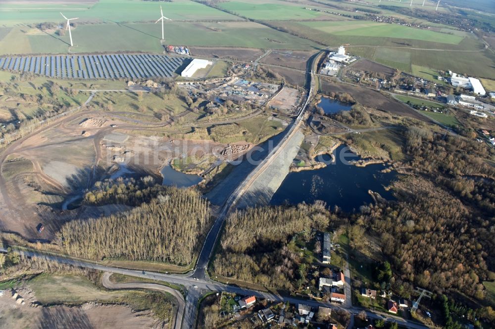 Luftaufnahme Herzfelde - Baustelle zum Neubau der OU Ortsumgehung der Bundesstraße B 1n Herzfelde im Bundesland Brandenburg