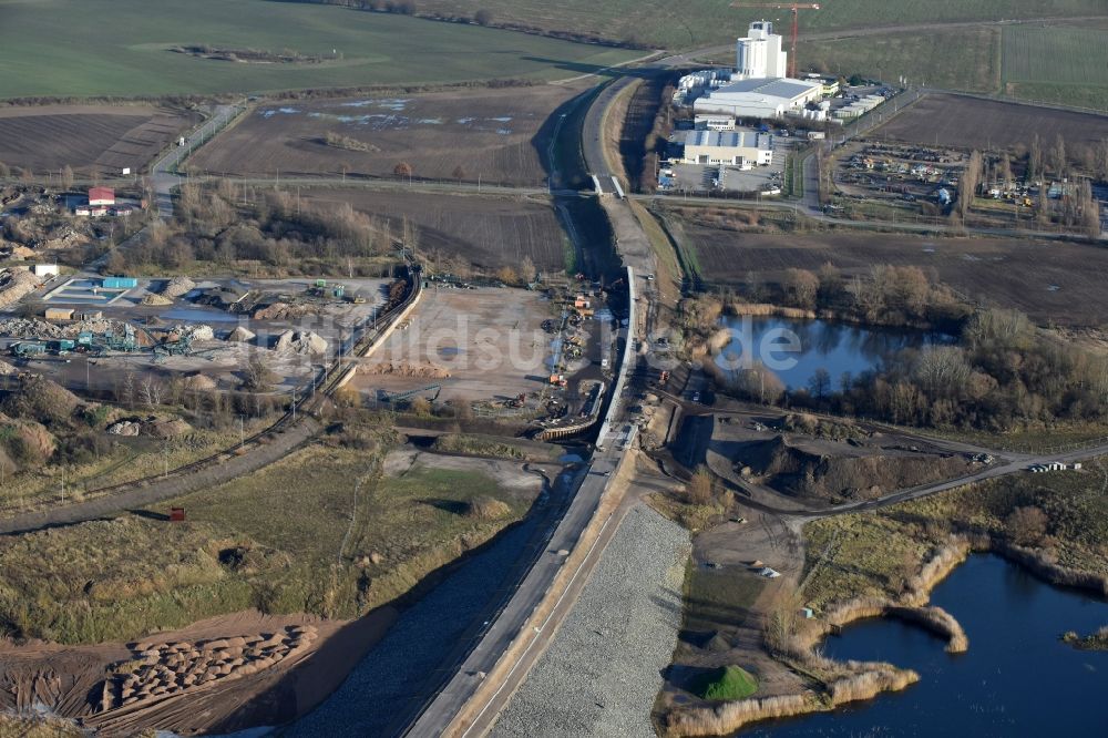 Luftbild Herzfelde - Baustelle zum Neubau der OU Ortsumgehung der Bundesstraße B 1n Herzfelde im Bundesland Brandenburg