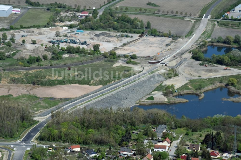 Luftaufnahme Herzfelde - Baustelle zum Neubau der OU Ortsumgehung der Bundesstraße B 1n Herzfelde im Bundesland Brandenburg