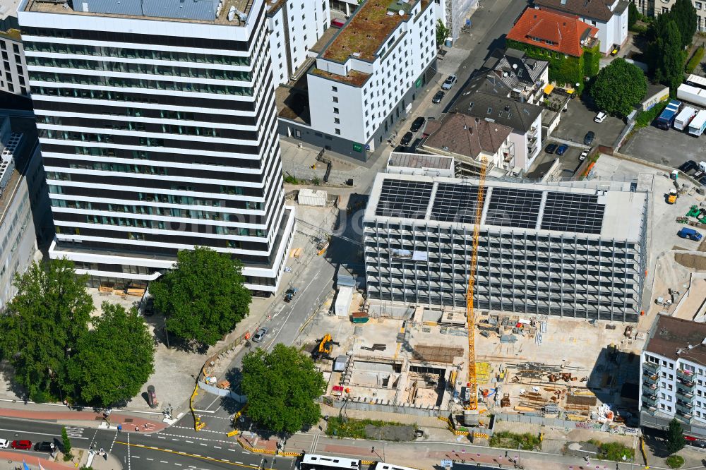 Luftaufnahme Bielefeld - Baustelle zum Neubau des Parkhauses in Bielefeld im Bundesland Nordrhein-Westfalen, Deutschland