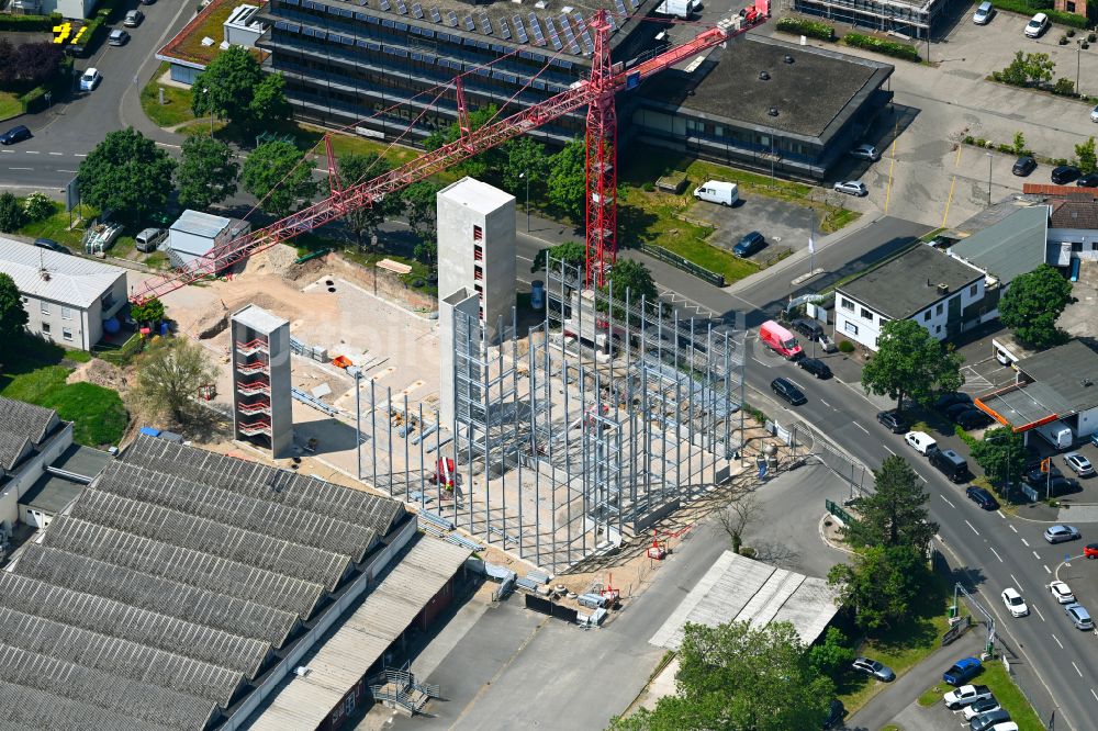 Luftaufnahme Aschaffenburg - Baustelle zum Neubau des Parkhauses im Ortsteil Innenstadt in Aschaffenburg im Bundesland Bayern, Deutschland