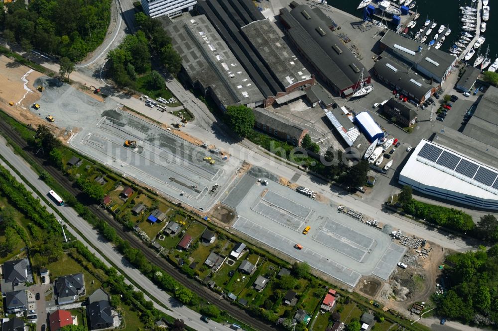 Travemünde von oben - Baustelle zum Neubau eines Parkplatz in Travemünde im Bundesland Schleswig-Holstein, Deutschland