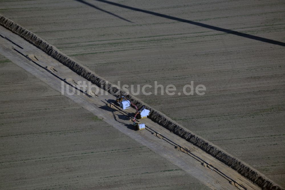 Luftbild Werneuchen - Baustelle zum Neubau der von der PCK Raffinerie GmbH betriebene Rohrfernleitungsanlage in Werneuchen im Bundesland Brandenburg