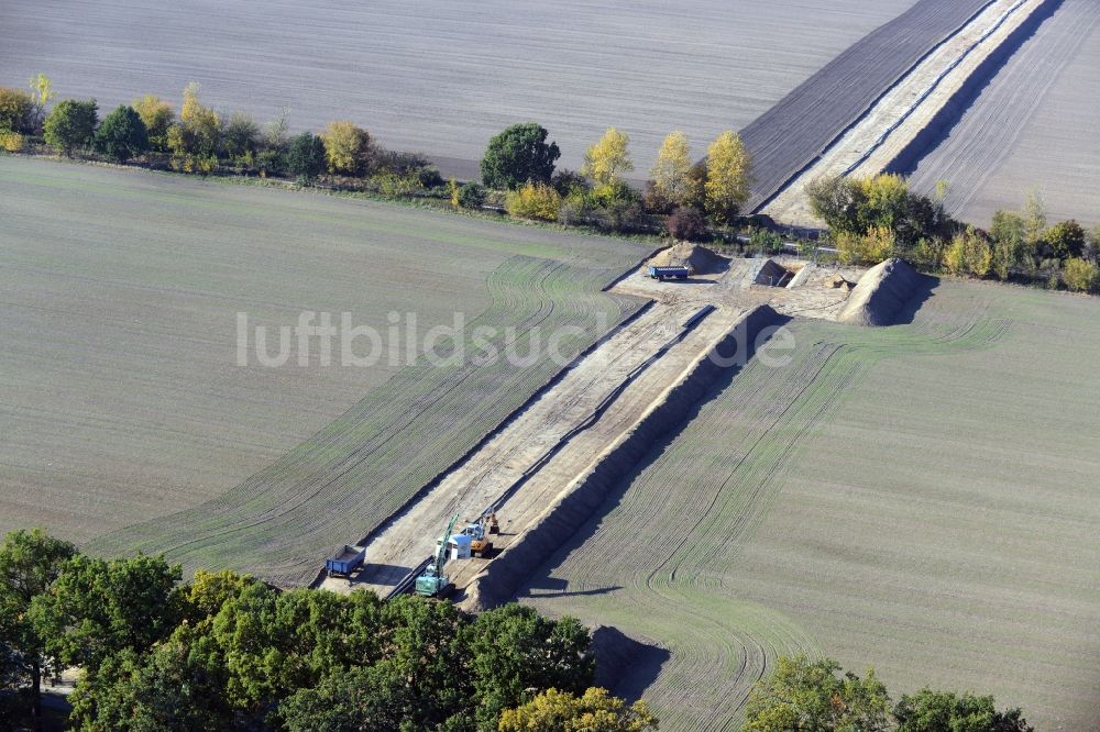 Luftbild Werneuchen - Baustelle zum Neubau der von der PCK Raffinerie GmbH betriebene Rohrfernleitungsanlage in Werneuchen im Bundesland Brandenburg