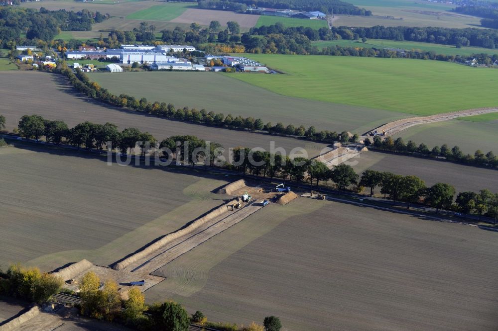 Werneuchen aus der Vogelperspektive: Baustelle zum Neubau der von der PCK Raffinerie GmbH betriebene Rohrfernleitungsanlage in Werneuchen im Bundesland Brandenburg