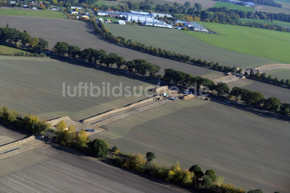 Luftbild Werneuchen - Baustelle zum Neubau der von der PCK Raffinerie GmbH betriebene Rohrfernleitungsanlage in Werneuchen im Bundesland Brandenburg