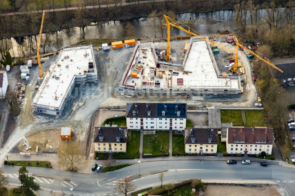 Luftbild Arnsberg - Baustelle zum Neubau eines Pflegezentrums in Arnsberg im Bundesland Nordrhein-Westfalen, Deutschland