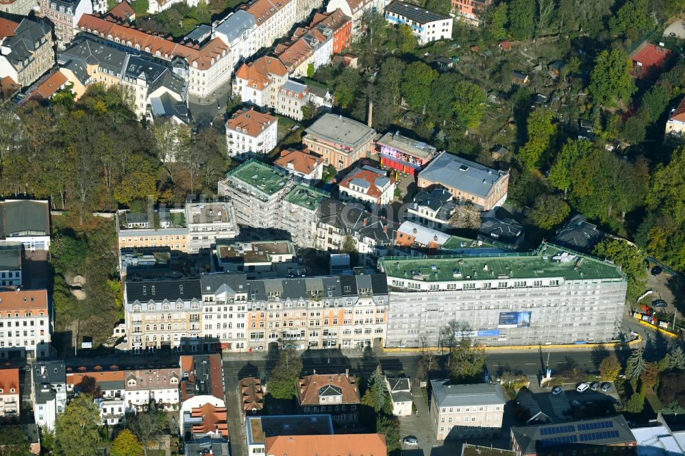 Luftaufnahme Dresden - Baustelle zum Neubau der Pfund-Höfe von einer Wohn- und Gewerbefläche entlang der Bautzner Straße und der Prießnitzstraße in Dresden im Bundesland Sachsen, Deutschland