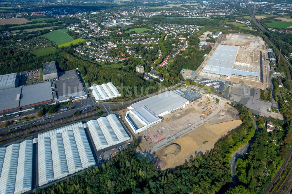 Luftaufnahme Bochum - Baustelle zum Neubau von Produktions- und Logistik- Hallen am OPEL Werk II und III in Langendreer in Bochum im Bundesland Nordrhein-Westfalen