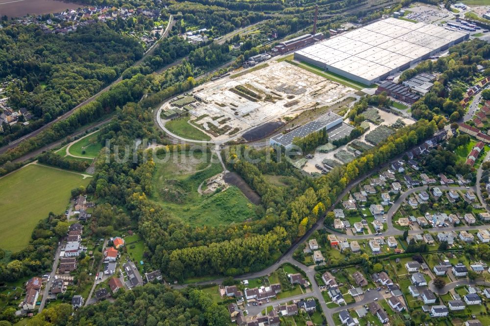 Luftaufnahme Bochum - Baustelle zum Neubau von Produktions- und Logistik- Hallen am OPEL Werk II und III in Langendreer in Bochum im Bundesland Nordrhein-Westfalen