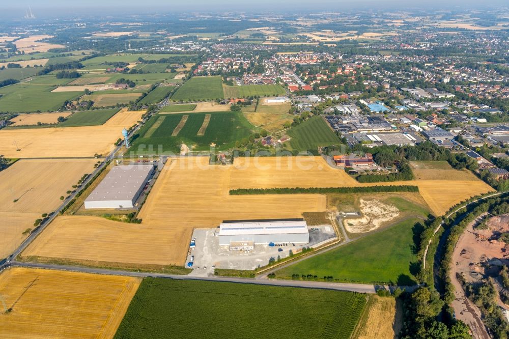 Luftaufnahme Ahlen - Baustelle zum Neubau einer Produktionshalle der Leifeld Metal Spinning AG in Ahlen im Bundesland Nordrhein-Westfalen, Deutschland