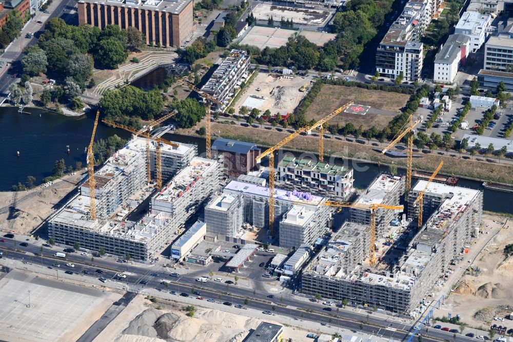 Luftaufnahme Berlin - Baustelle zum Neubau Quartier Heidestrasse im Ortsteil Moabit in Berlin, Deutschland