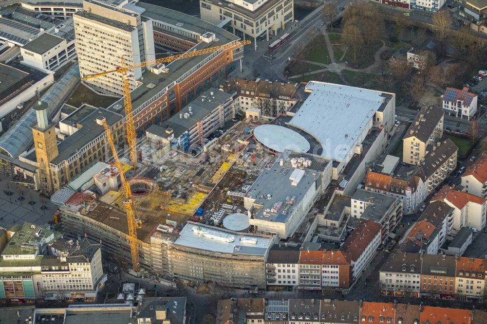 Luftaufnahme Hagen - Baustelle zum Neubau der Rathaus- Galerie von Hagen im Bundesland Nordrhein-Westfalen NRW